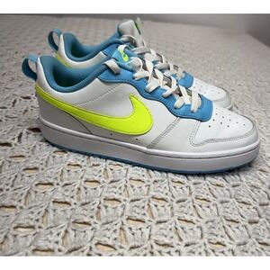Nike Court Borough Low GS Shoes Kids Youth Sz 7Y White Blue Sneakers Gym BQ5448-